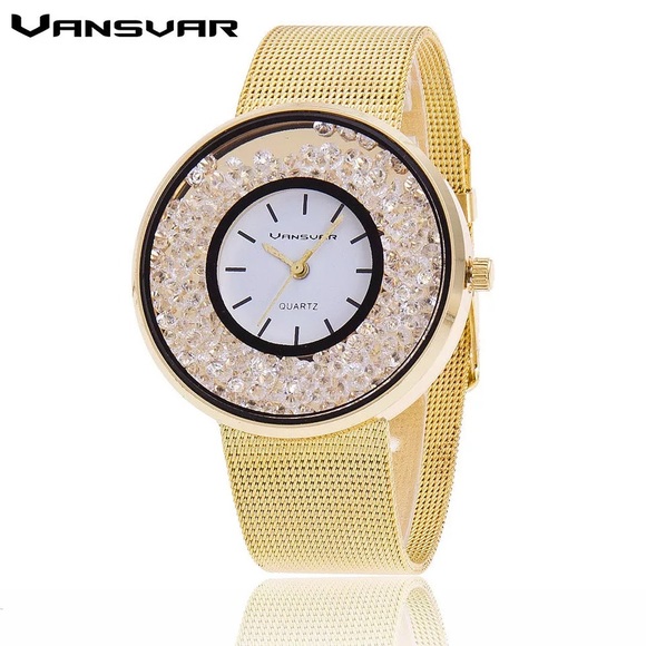 Fashion Women Rhinestone Watches Luxury Leather Wo - Picture 3 of 7